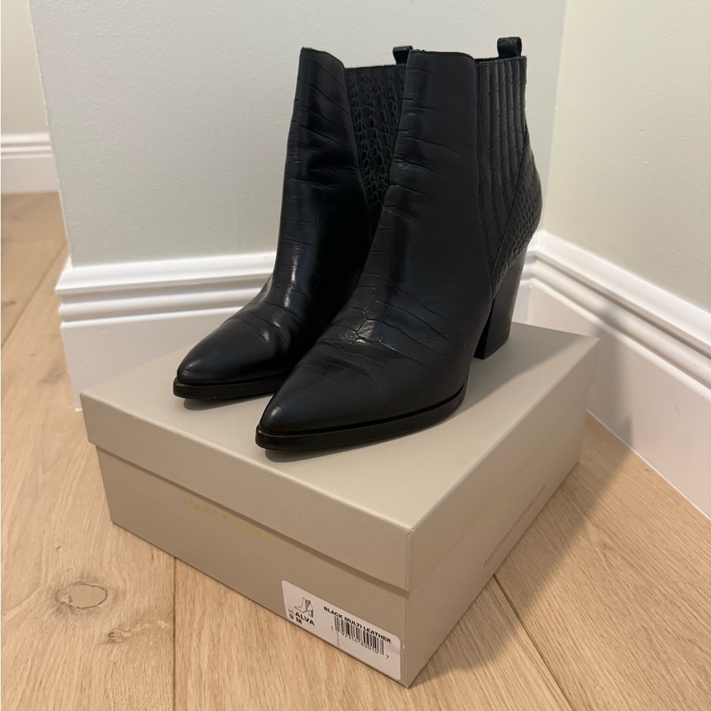 Marc Fisher Black Textured Ankle Booties